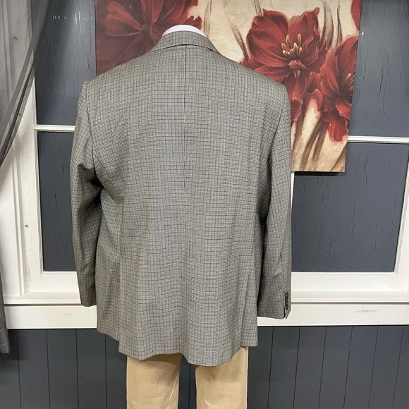 Joseph Abboud Blazer Jacket Sport Coat Mens 50R Classic Fit Wool Bone/Gray
